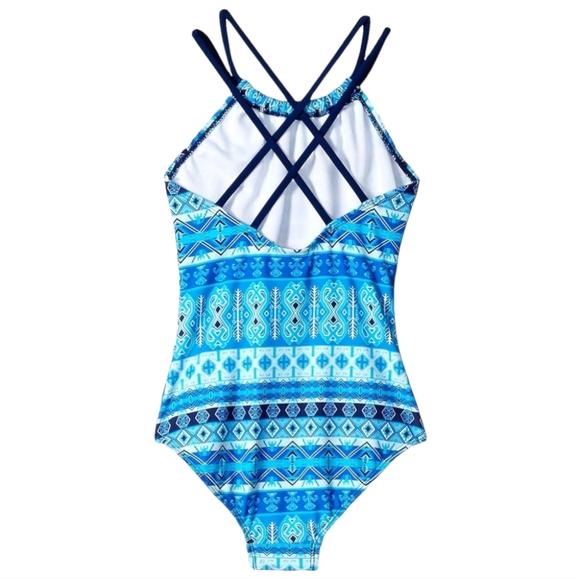 Kanu Surf Beach Sport Halter One Piece Swimsuit for Girls  Blue  US 12 - Picture 2 of 7